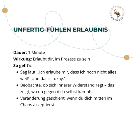 Übung zum Thema "Unfertig-Fühlen" mit Anweisungen